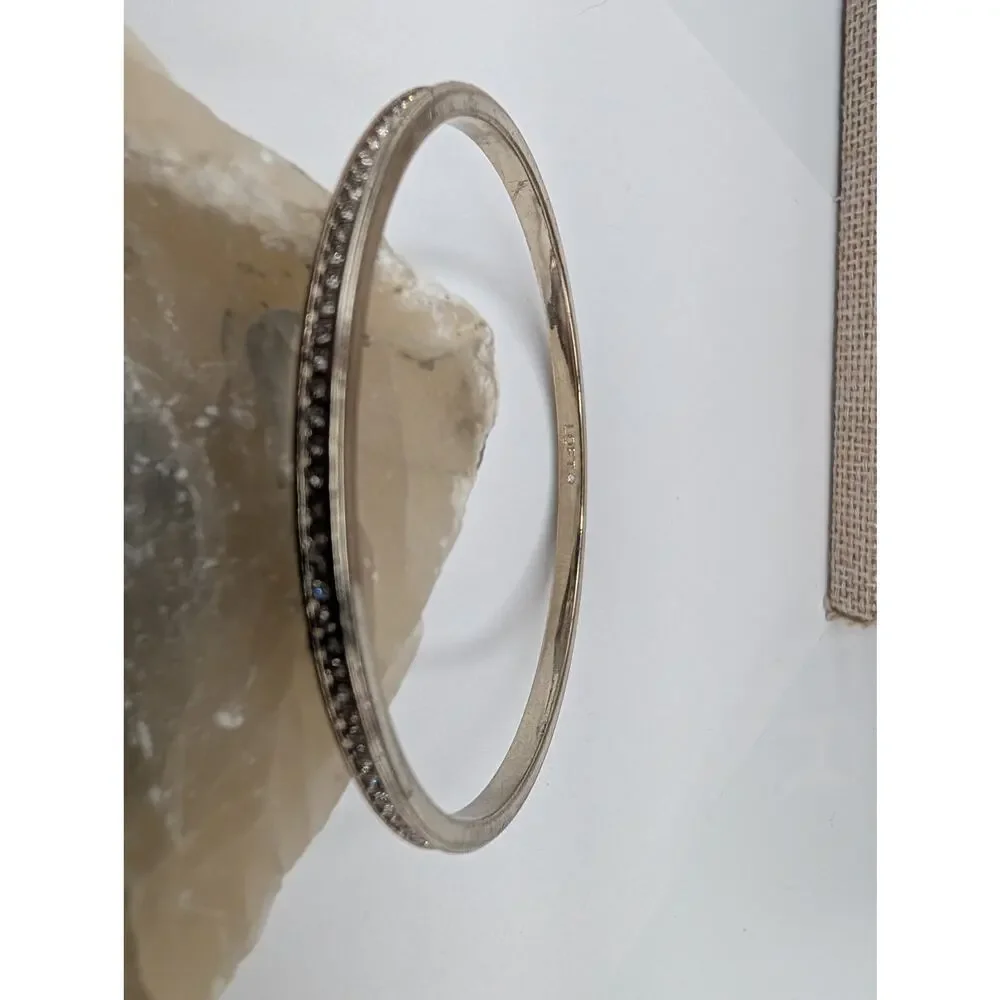 LOFT Silver Tone Bangle Bracelet with Clear Rhinestone Pave Inlay Fashion